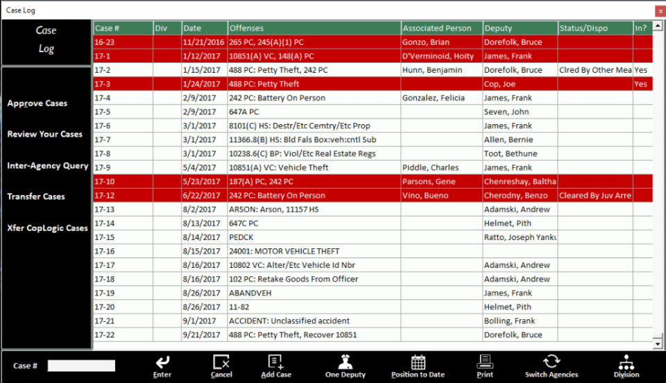 screenshot of RIMS Records and Case Management System